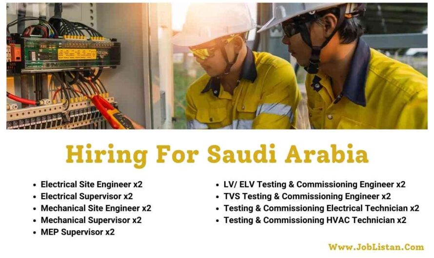 Electrical Mechanical Commissioning Technician Jobs Saudi Arabia