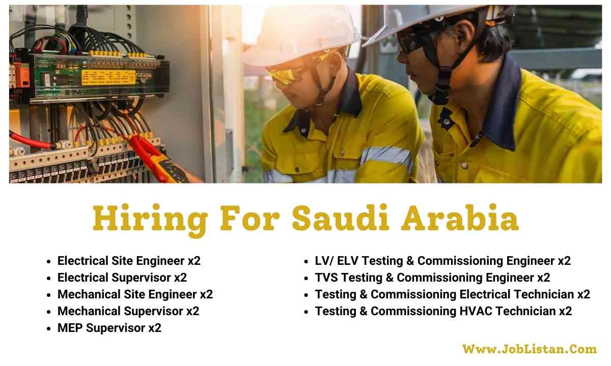 Electrical Mechanical Commissioning Technician Jobs Saudi Arabia